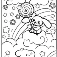 Cinnamoroll’s Dreamy Cloud Adventure Coloring Page