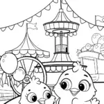 Chickens at the Fair Coloring Page
