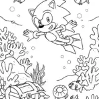 Sonic’s dive into the ocean depths coloring page