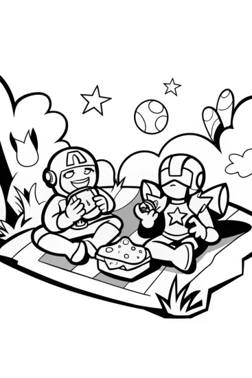 A coloring page of Avengers Picnic Coloring Page