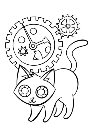 A coloring page of Tink the Curious Cat Coloring Page