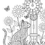 Black Panther in a Timepiece Garden Coloring Page