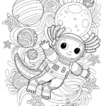 Axolotl Astronaut in Cosmic Adventure Coloring Page