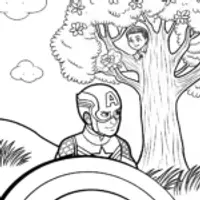 Captain America’s Shield of Stories Coloring Page
