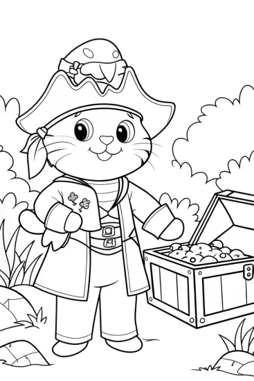 A coloring page of Hello Kitty’s Treasure Hunt
