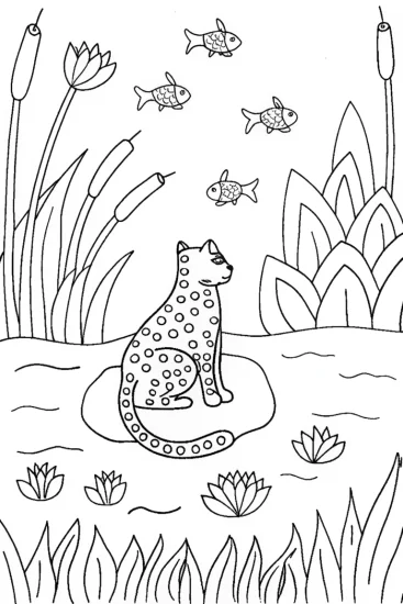 A coloring page of Black Panther Guardian of the Garden Coloring Page