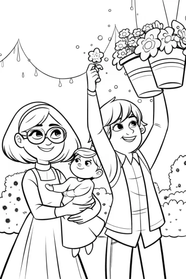 A coloring page of Mirabel’s Magical Seed Festival Coloring Page