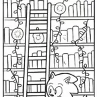 Sonic the Hedgehog in an Enchanted Library Coloring Page