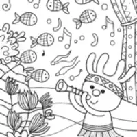 Axolotl’s Underwater Music Festival Coloring Page