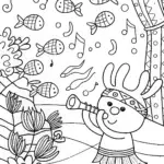 Axolotl’s Underwater Music Festival Coloring Page