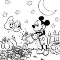 Mickey’s Enchanted Halloween Garden Coloring Page