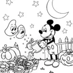 Mickey’s Enchanted Halloween Garden Coloring Page