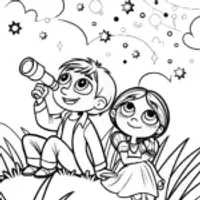 Mirabel and Antonio Starry Night Coloring Page