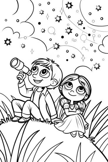 A coloring page of Mirabel and Antonio Starry Night Coloring Page