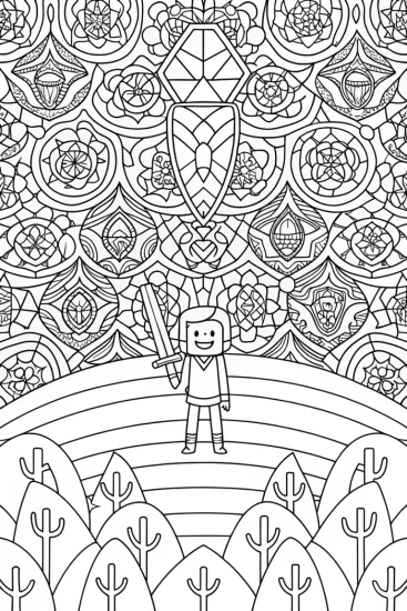 A coloring page of Minecraft End Portal Adventure Coloring Page