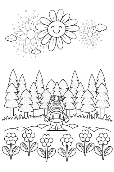 A coloring page of Bowser’s Magical Garden Showdown Coloring Page