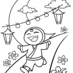 Ninja in the Enchanted Lantern Festival Coloring Page