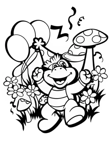 A coloring page of Bowser’s Koopaling Garden Party Coloring Page