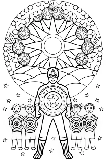 A coloring page of Captain America’s Shield of Hope Coloring Page