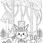 The Enchanted Cat’s Tea Party Coloring Page