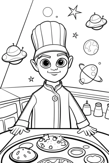 A coloring page of Buzz Lightyear’s Galactic Cook-Off Coloring Page