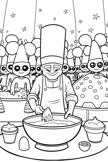 A coloring page of Buzz Lightyear’s Intergalactic Bake-Off Coloring Page