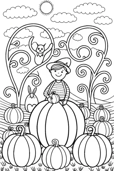 A coloring page of Luigi’s Adventure in the Enchanted Pumpkin Patch Coloring Page