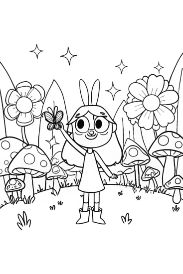 A coloring page of Kissy Missy’s Enchanted Garden Adventure Coloring Page