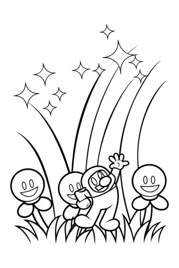 A coloring page of Mario’s Galactic Adventure Coloring Page