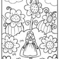 Alice’s Curiosity in the Floating Garden Coloring Page