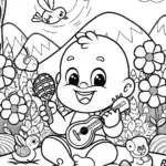 Baby’s Musical Garden Adventure Coloring Page