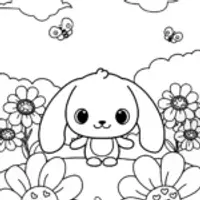 Cinnamoroll’s Floating Garden Adventure Coloring Page