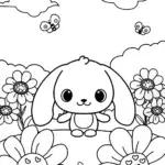Cinnamoroll’s Floating Garden Adventure Coloring Page