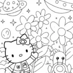 Hello Kitty in a space garden quest