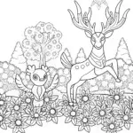 Celebi, Shaymin, and Xerneas Nature Coloring Page