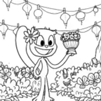 Huggy Wuggy’s Enchanted Garden Party Coloring Page