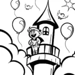 Blippi’s Adventure in the Sky Castle Coloring Page