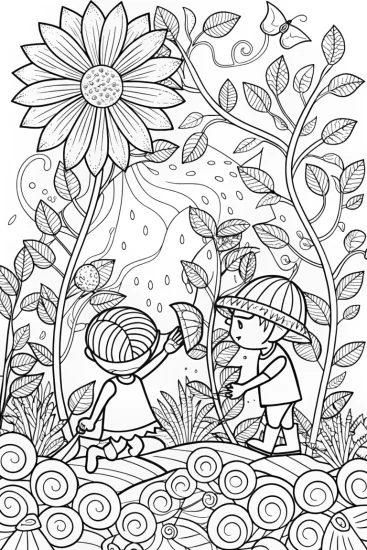 A coloring page of Champion’s Garden of Mystery Coloring Page