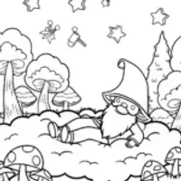Gnome’s Magical Dreamscape Coloring Page