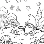 Gnome’s Magical Dreamscape Coloring Page