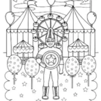 Captain America: A Day at the Fair Coloring Page