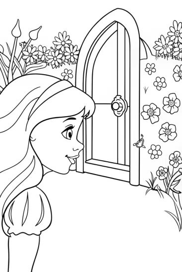 A coloring page of Jasmine’s Garden of Secrets Coloring Page