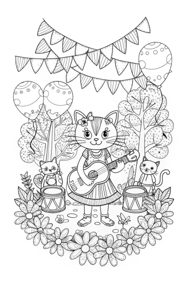 A coloring page of Gabby’s Magical Music Festival Coloring Page