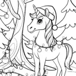 Unicorn Christmas Coloring Page