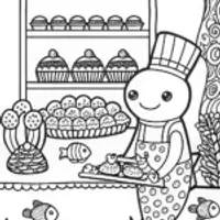 Axolotl’s Underwater Bakery Coloring Page