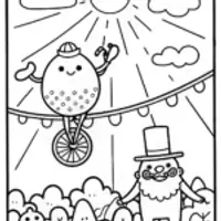 Monster Parade on a Tightrope Coloring Page