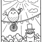Monster Parade on a Tightrope Coloring Page