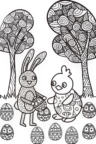 A coloring page of Easter Egg Artisans Coloring Page