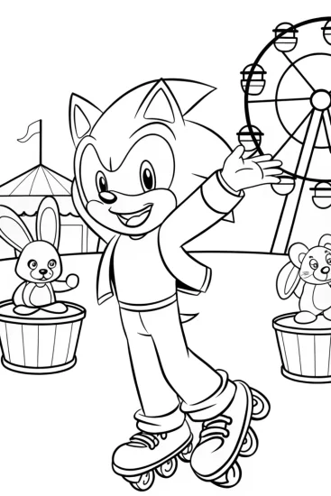 A coloring page of Sonic’s Roller Skating Adventure Coloring Page
