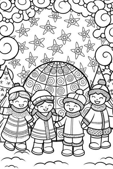 A coloring page of Christmas Around the World Coloring Page